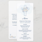 Blauwe Bloemkruis Doop Menu (Voorkant / Achterkant)