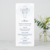 Blauwe Bloemkruis Doop Menu (Staand voorkant)