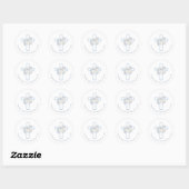 Blauwe Bloemkruis Doop Ronde Sticker (Vel)