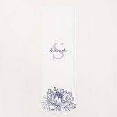 Blauwe Bloemlijn Tekening Gepersonaliseerde Yoga M Yogamat (Voorkant)