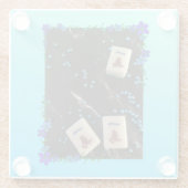 Blauwe bloemmahjong onderzetter (Achterkant)