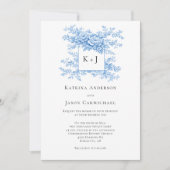 Blauwe Bloemmotief Chinoiserie 2-zijdige QR-code M Kaart (Voorkant)