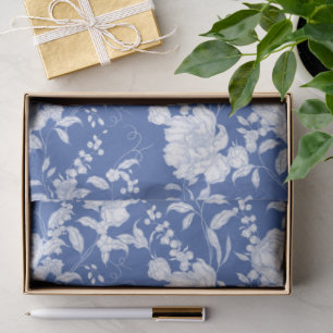 Blauwe Bloemmotief Chinoiserie Franse Toile De Jou Tissuepapier