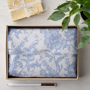 Blauwe Bloemmotief Chinoiserie Franse Toile De Jou Tissuepapier