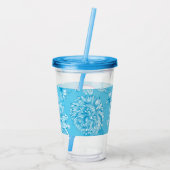 Blauwe bloemmotief en monogram acryl drinkbeker (Achterkant)