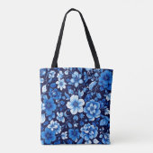 blauwe bloemmotief tas (Achterkant)