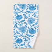 Blauwe bloempatroon handdoeken op display (Handdoek)