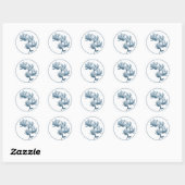 Blauwe bloempeulen ronde sticker (Vel)