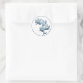 Blauwe bloempeulen ronde sticker (Tas)