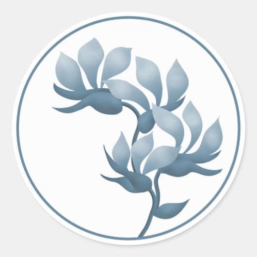 Blauwe bloempeulen ronde sticker (Voorkant)