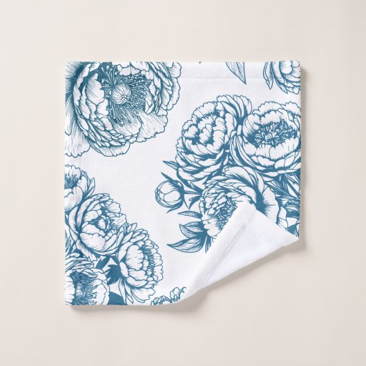 Blauwe bloempioen bad handdoek (Wasdoekje)