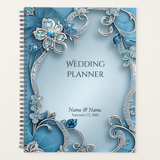 Blauwe  bloemplanner planner (Voorkant)