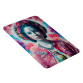 Blauwe bloemprinses met roze jasje magneet (Rechterzijde)