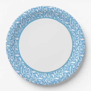 Blauwe Bloemprint Papieren Bordje