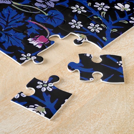 Blauwe bloemprint van oude datum, William Morris Legpuzzel (Zijkant)