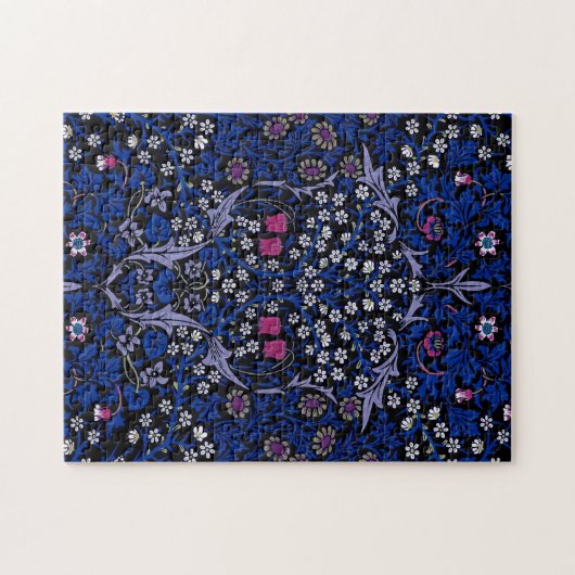 Blauwe bloemprint van oude datum, William Morris Legpuzzel (Horizontaal)