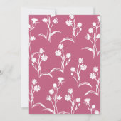 Blauwe bloemrand, roze bloempatroonfeest kaart (Achterkant)