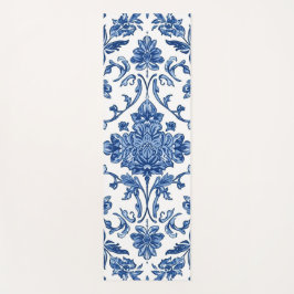 Blauwe Bloemrijke Chinoiserie Witte Waterverf Yogamat