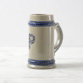 Blauwe bloemrijke letter P monogrammok Bierpul (Voorkant rechts)