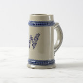Blauwe bloemrijke letter W monogram mok (Voorkant rechts)
