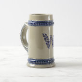 Blauwe bloemrijke letter W monogram mok (Voorkant links)