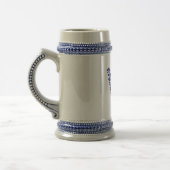 Blauwe bloemrijke letter W monogram mok (Links)