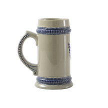 Blauwe bloemrijke letter W monogram mok