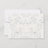 Blauwe Bloemrijke Romantische Calligrafie met QR-c RSVP Kaartje (Achterkant)
