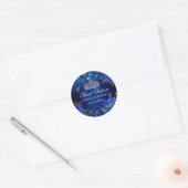 Blauwe bloemrozen diamanten tiara Sweet 16 Ronde Sticker (Envelop)
