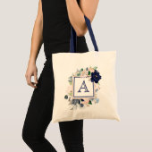 Blauwe bloemrozen monogram tas (Voorkant (product))
