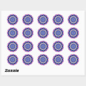 Blauwe bloemsticker ronde sticker (Vel)