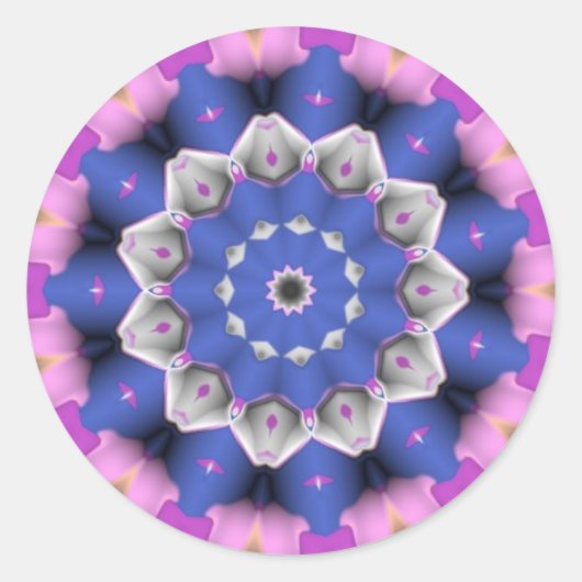 Blauwe bloemsticker ronde sticker (Voorkant)