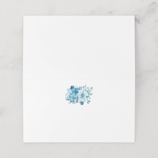 Blauwe Bloemstukken Tented Place Cards Plaatskaartje (Buitenkant ongevouwen)