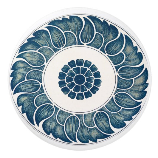 Blauwe Bloemtegels Ladeknop Keramische Knop (Voorkant)