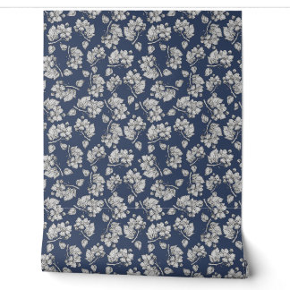 Blauwe bloemtextuur behang