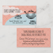 Blauwe bloemtheepot en theekopjes visitekaartjes (Voorkant / Achterkant)