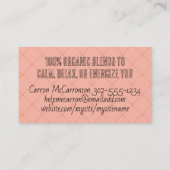 Blauwe bloemtheepot en theekopjes visitekaartjes (Achterkant)