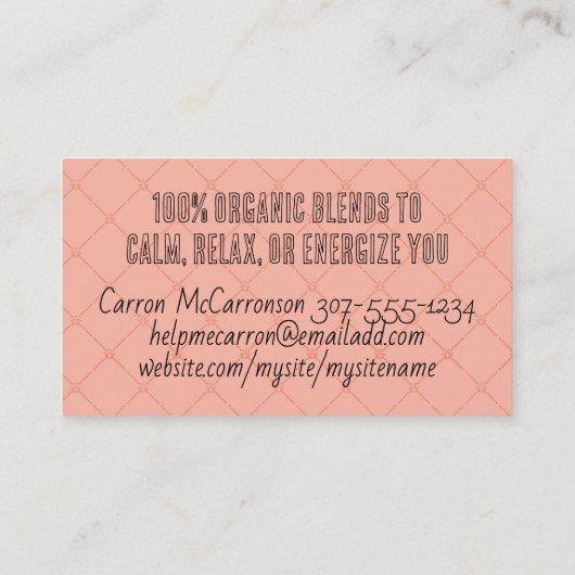 Blauwe bloemtheepot en theekopjes visitekaartjes (Achterkant)