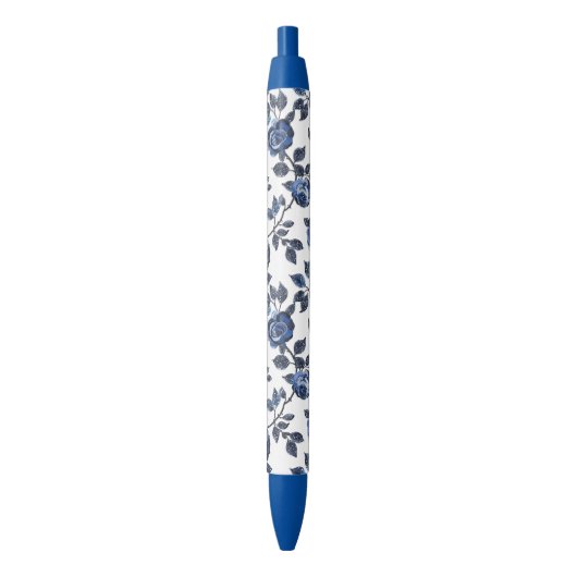 Blauwe Bloemtuinen Zwarte Inkt Pen (Voorkant Verticaal)