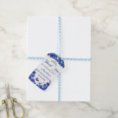 Blauwe bloemvlinder Quinceañera-cadeautags Cadeaulabel (Met Touw)