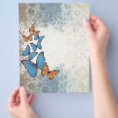 Blauwe bloemvlinders flyer (Hand)