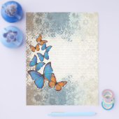 Blauwe bloemvlinders flyer (Enkel)