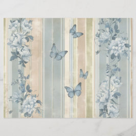Blauwe bloemvlinders  plakboek papier