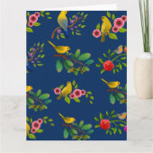 Blauwe bloemvogelprint  kaart (Voorkant)