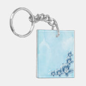 Blauwe Bloesem Acryl Sleutelhanger (Voorkant Links)