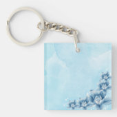 Blauwe Bloesem Acryl Sleutelhanger (Voorkant)
