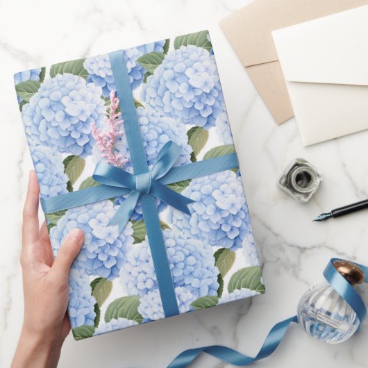 Blauwe Bloesem Burst Cadeaupapier (Geschenken)