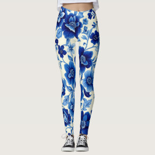 blauwe bloesem cascade leggings