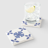 Blauwe bloesem Elegantie Stenen Onderzetter (Zijkant)