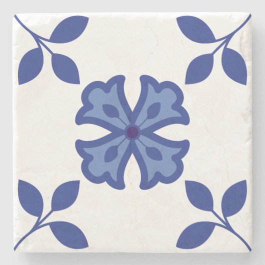 Blauwe bloesem Elegantie Stenen Onderzetter (Voorkant)